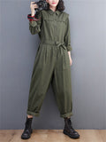 New Spring Autumn Cargo Long Sleeve Simple Casual Lady Jumpsuits