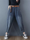 Plus Size Spring Autumn Casual Vogue Long Jeans