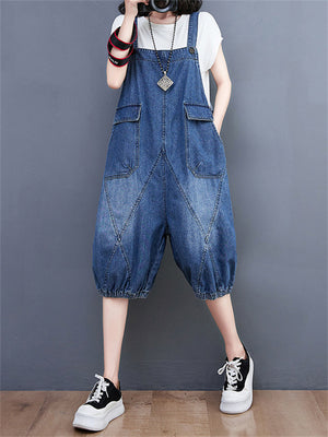 Lady High Waist Comfy Perfect Cropped Jeans Jumpsuits