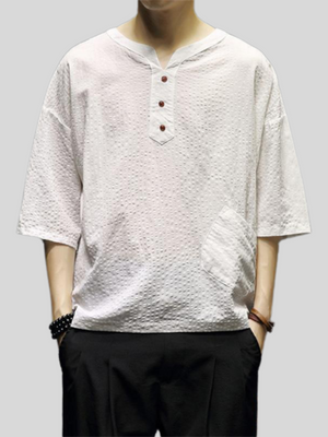 New Linen Chinese Style Solid Color Men's Shirts