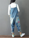 Fashion Printed Splice Denim Jumpsuits