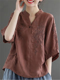 Retro Simple Embroidered Women's Shirts