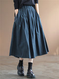 High Waisted Plaid Long Dress For Lady