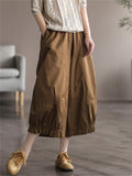 Female Summer Cotton Linen Retro Cropped Pants